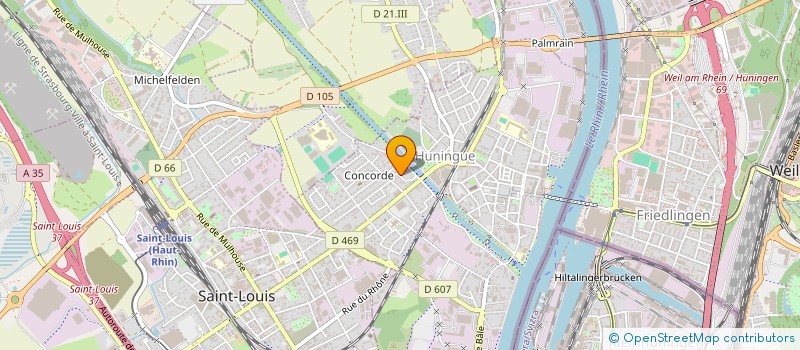 localisation de l'entreprise ASSOC DE PECHE ET PISCICULTURE HUNINGUE  HUNINGUE