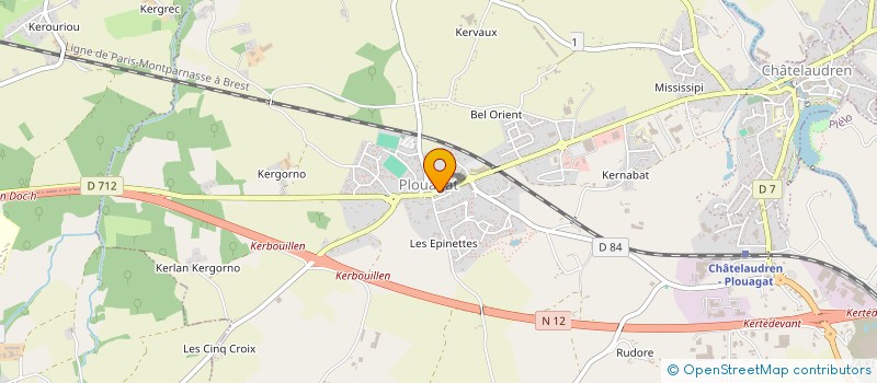 localisation de l'entreprise ASSOC FAMILIALE RURALE à CHATELAUDREN-PLOUAGAT