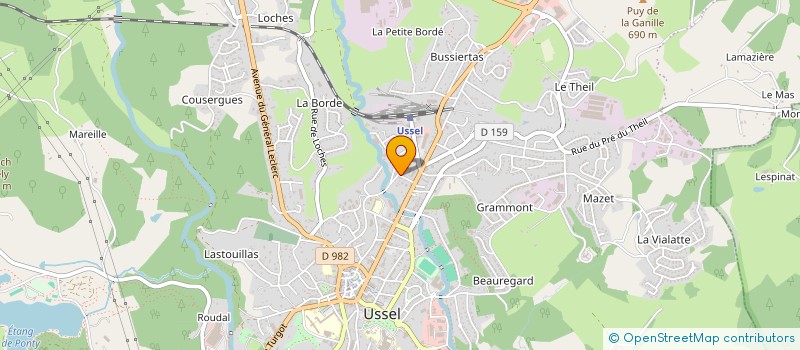 localisation de l'entreprise ASSOC SPORT CULT GARE USSEL à USSEL