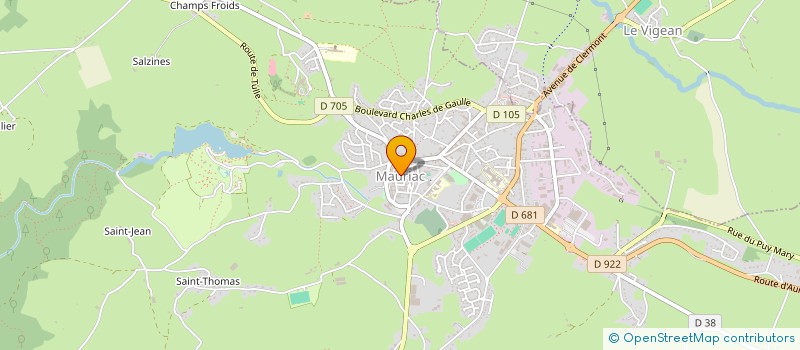 localisation de l'entreprise ASSOCIATION AGREE POUR LA PECHE ET LA PROTECTION DU MILIEU AQUATIQUE DE MAURIAC ET DES COMMUNES AVOISINANTES. à MAURIAC