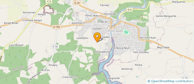 localisation de l'entreprise ASSOCIATION AGREEE DE PECHE ET DE PROTECTION DU MILIEU AQUATIQUE DE PONT-AVEN - NIZON  PONT AVEN