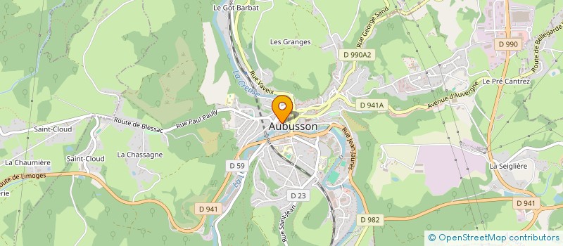 localisation de l'entreprise ASSOCIATION AIDER ACCOMPAGNER TRANSMETTRE à AUBUSSON