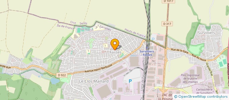 localisation de l'entreprise ASSOCIATION   ATHI PARASAKTHY   POUR L'ENSEIGNEMENT ARTISTIQUE DE LA DANCE BARATHANATHIYAM  FOSSES