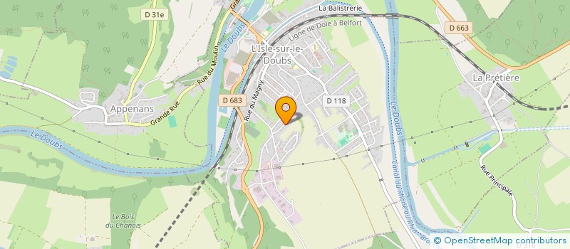 localisation de l'entreprise ASSOCIATION BIDEPARTEMENTALE DU C.N.B. (CLUB NATIONAL DES BECASSIERS) DU DOUBS ET DU TERRITOIRE DE BELFORT DITE CNB 25 E  L'ISLE-SUR-LE-DOUBS