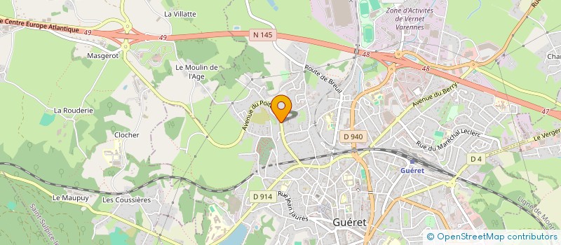localisation de l'entreprise ASSOCIATION CHRETIENNE D'ANIMATION POUR LA FAMILLE L'ENFANCE ET LA JEUNESSE DITE : L'ACAFEJ DE GUERET à GUERET