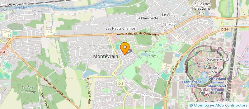 localisation de l'entreprise ASSOCIATION CHUT! JE GRANDIS MAISON D'ASSISTANTES MATERNELLES ET ATELIERS FAMILLES  MONTEVRAIN