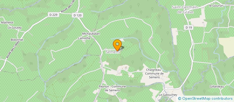 localisation de l'entreprise ASSOCIATION COMMUNALE DE CHASSE AGREE DE SEMENS  SEMENS