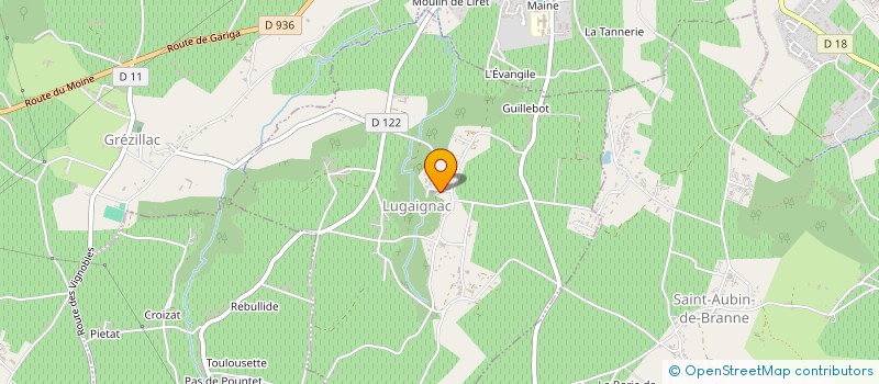 localisation de l'entreprise ASSOCIATION COMMUNALE DE CHASSE AGREEE DE SAINT AUBIN DE BRANNE  SAINT-AUBIN-DE-BRANNE