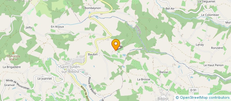 localisation de l'entreprise ASSOCIATION COMMUNALE DE CHASSE DE SAINT JULIEN SUR BIBOST  SAINT-JULIEN-SUR-BIBOST