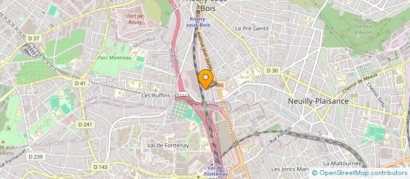 localisation de l'entreprise ASSOCIATION D'IMPULSION DES MOUVEMENTS ET ACTIONS SOCIO-CULTURELLES ET SPORTIVES (AIMASS)  ROSNY-SOUS-BOIS