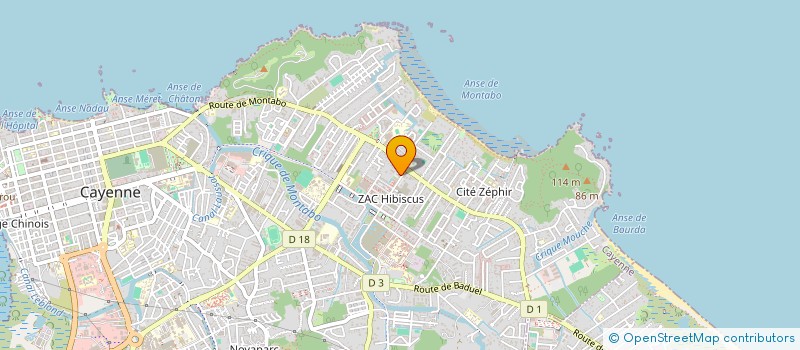 localisation de l'entreprise ASSOCIATION DE  COMMERCANTS L'ECOQUARTIER HIBISCUS  CAYENNE