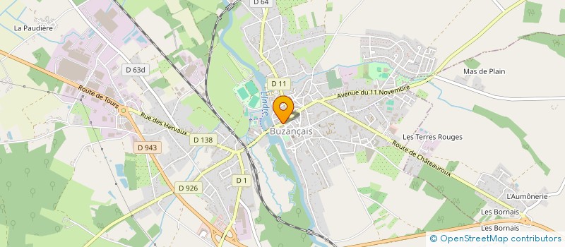 localisation de l'entreprise ASSOCIATION DE DEFENSE DE L'URBANISME DE L'ENVIRONNEMENT ET DE LA QUALITE DE LA VIE DE LA REGION DE CHATEAUROUX ET DES S à BUZANCAIS