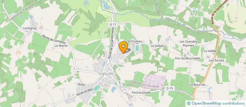 localisation de l'entreprise ASSOCIATION DE PARENTS D'ELEVES DE L'ENSEIGNEMENT LIBRE DE L'ETABLISSEMENT NOTRE DAME DU CLUZEAU A SIGOULES  SIGOULES-ET-FLAUGEAC