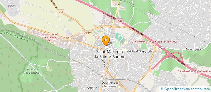 localisation de l'entreprise ASSOCIATION DE PREFIGURATION A LA CREATION D'UN POINT DE VENTE COLLECTIF A SAINT MAXIMIN LA SAINTE BAUME à SAINT-MAXIMIN-LA-SAINTE-BAUME