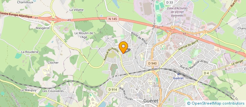 localisation de l'entreprise ASSOCIATION DE QUARTIER SYLVAIN BLANCHET MADELEINE CHAPELLE BEAUREGARD à GUERET