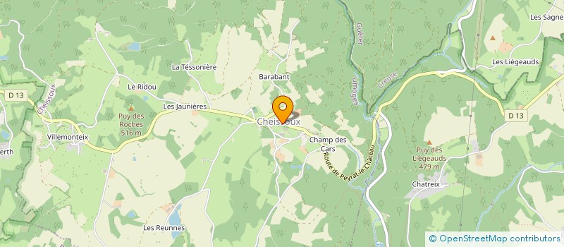 localisation de l'entreprise ASSOCIATION DE RESTAURATION TOTALE POUR LA SAUVEGARDE D'OBJETS ET MEUBLES ANCIENS - A.R.T.S.O.M.A.  BUJALEUF