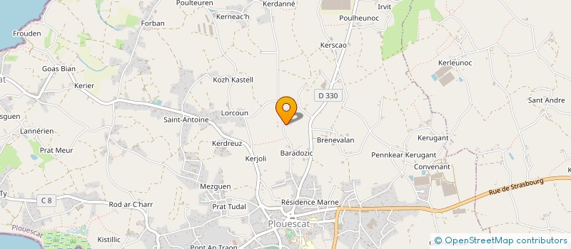 localisation de l'entreprise ASSOCIATION DES CAVALIERS ET AMIS DU CTE PONEY-RANCH  PLOUESCAT