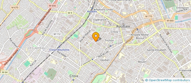 localisation de l'entreprise ASSOCIATION DES COMMERCANT INDUSTRIELS ARTISANS ET PRESTATAIRES DE SERVICES DE LILLE METROPOLE  ROUBAIX