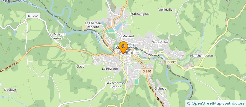 localisation de l'entreprise ASSOCIATION DES COMMERCANTS ET ARTISANS DE LA COMMUNE D'EYMOUTIERS à EYMOUTIERS