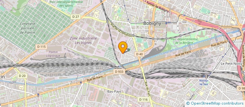 localisation de l'entreprise ASSOCIATION DES ENTREPRISES DE LA ZONE INDUSTRIELLE DES VIGNES ET DE LA VILLE (A.D.E.Z.I.V.V) à BOBIGNY