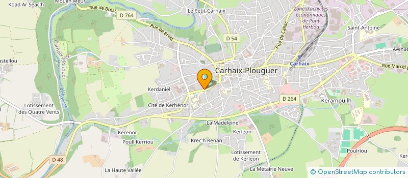 localisation de l'entreprise ASSOCIATION DES MEDECINS GENERALISTES DU KREIZ BREIZ (M.G.K.B.)  CARHAIX-PLOUGUER