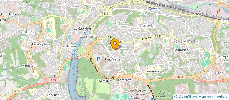 localisation de l'entreprise ASSOCIATION DES PARENTS D'ELEVES DE L'ECOLE VICTOR HUGO à QUIMPER