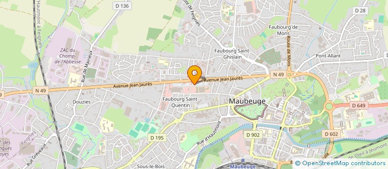 localisation de l'entreprise ASSOCIATION DES PARENTS D'ELEVES DU FAUBOURG DE MONS  MAUBEUGE