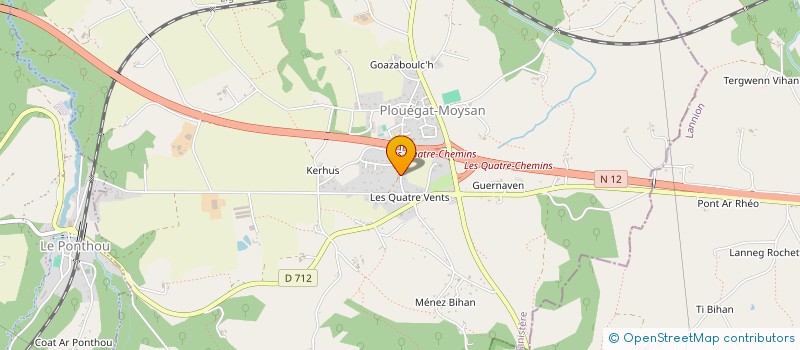 localisation de l'entreprise ASSOCIATION DES PROPRIETAIRES ET CHASSEURS DE PLOUEGAT MOYSAN LE PONTHOU  PLOUEGAT-MOYSAN