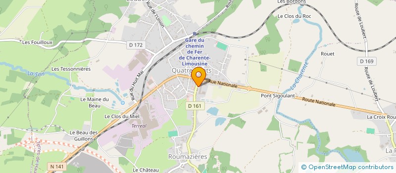 localisation de l'entreprise ASSOCIATION DES USAGERS DE LA MAISON DE SANTE PLURIDISCIPLINAIRE TERRES-DE-HAUTE-CHARENTE / CHABANAIS à TERRES-DE-HAUTE-CHARENTE