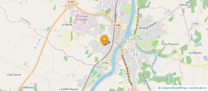 localisation de l'entreprise ASSOCIATION DES USAGERS POUR LE MAINTIEN ET LE DEVELOPPEMENT ET LA PROMOTION DE L'HOPITAL DE CONFOLENS  CONFOLENS