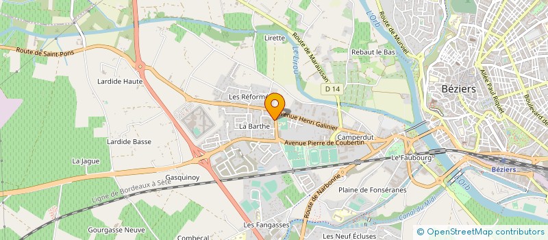 localisation de l'entreprise ASSOCIATION DU BOULODROME DE BEZIERS (A.B.B.)  BEZIERS