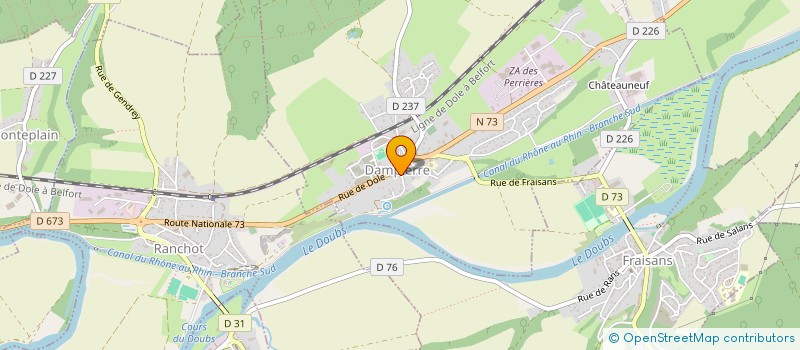 localisation de l'entreprise ASSOCIATION FRANC COMTOISE POUR LE DESARMEMENT NUCLEAIRE UNILATERAL DE LA FRANCE à DAMPIERRE
