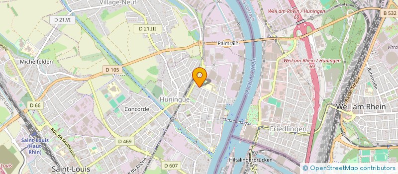 localisation de l'entreprise ASSOCIATION JEUNES DANS LA CITE  HUNINGUE