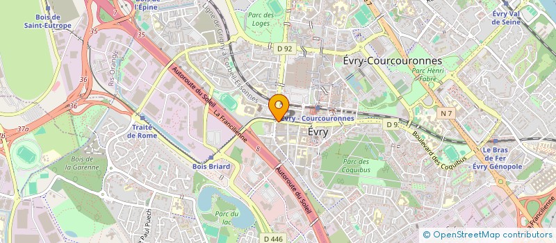 localisation de l'entreprise ASSOCIATION JEUNESSE WURO MOOLO (AJWM).  EVRY-COURCOURONNES