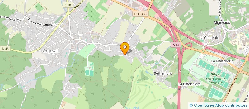 localisation de l'entreprise ASSOCIATION LES ECURIES LES CRINIERES DOREES DE L'ESPOIR (A.E.C.D.E.)  ORGEVAL