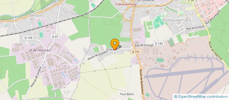 localisation de l'entreprise ASSOCIATION LOCALE POUR LE CULTE DES TEMOINS DE JEHOVAH DE COGNAC  CHATEAUBERNARD