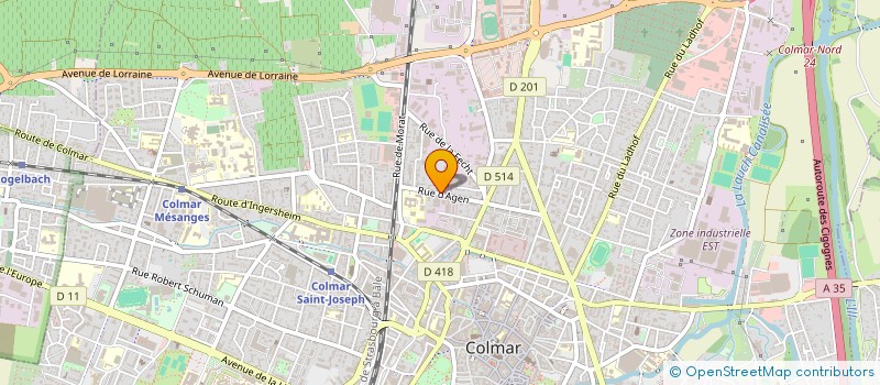localisation de l'entreprise ASSOCIATION POUR LA GESTION DU CENTRE DE FORMATION DE L'ARTISANAT ET DU COMMERCE CENTRE ALSACE MARCEL RUDLOFF  COLMAR