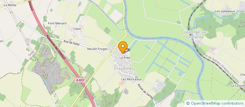 localisation de l'entreprise ASSOCIATION POUR LA SAUVEGARDE DE L'EGLISE  SAINTE MARIE MADELEINE DE CRAZANNES  CRAZANNES