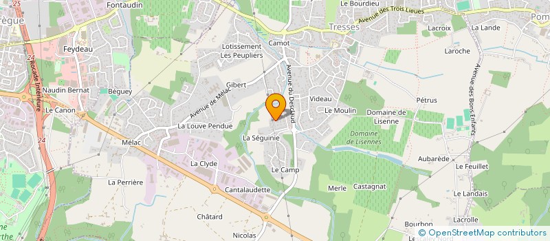 localisation de l'entreprise ASSOCIATION POUR LE DON DE SANG BENEVOLE DE TRESSES ET POMPIGNAC  TRESSES