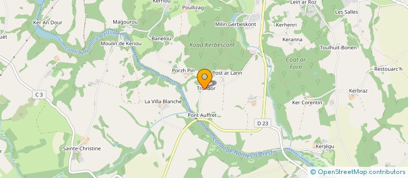 localisation de l'entreprise ASSOCIATION SPORT EQUESTRE COMPORTEMENTAL ET ADAPTE AVEC CURLY à ROSTRENEN