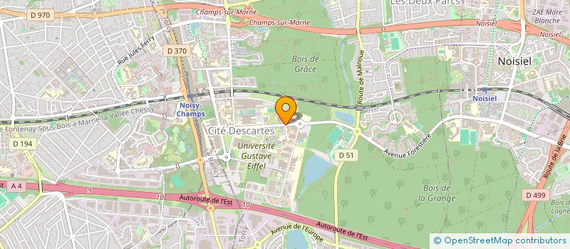 localisation de l'entreprise ASSOCIATION SPORTIVE DE L'ECOLE D'ARCHITECTURE DE LA VILLE ET DES TERRITOIRES DE MARNE LA VALLEE  CHAMPS-SUR-MARNE