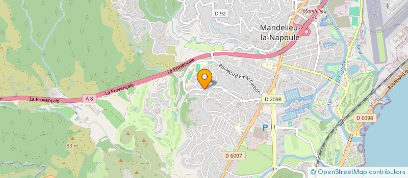 localisation de l'entreprise ASSOCIATION SPORTIVE DES ABONNES DU RIVIERA GOLF DE BARBOSSI  MANDELIEU-LA-NAPOULE