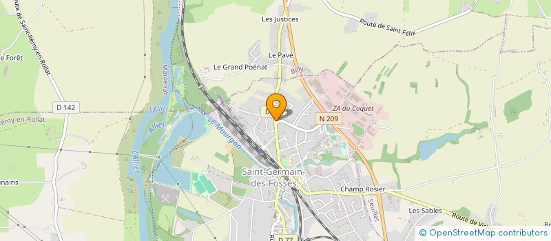 localisation de l'entreprise ASSOCIATION SPORTIVE DES CHEMINOTS DE SAINT GERMAIN DES FOSSES FOOTBALL (ASCSG FOOTBALL)  SAINT-GERMAIN-DES-FOSSES