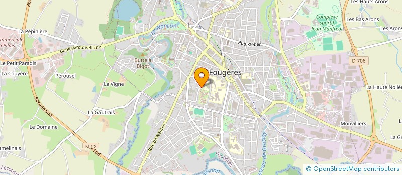 localisation de l'entreprise ASSOCIATION SPORTIVE DU LYCEE GENERAL ET TECHNOLOGIQUE JEAN-GUEHENNO  FOUGERES