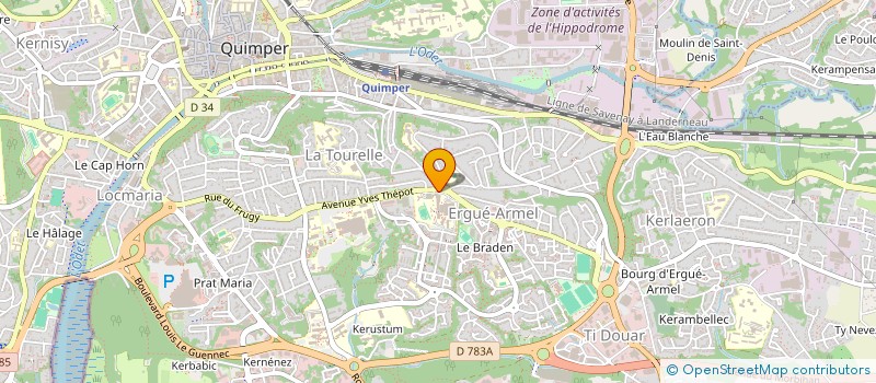 localisation de l'entreprise ASSOCIATION SPORTIVE DU LYCEE TECHNIQUE DE GARCONS ET DU COLLEGE D'ENSEIGNEMENT TECHNIQUE ANNEXE DE QUIMPER à QUIMPER