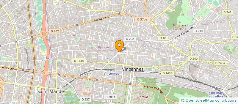 localisation de l'entreprise ASSOCIATION SPORTIVE SQUASH CENTER à VINCENNES