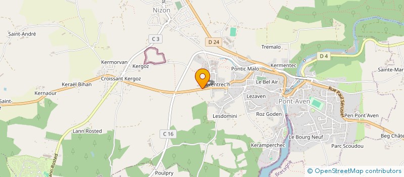 localisation de l'entreprise ASSURANCES LE GUENNEC - DITIERE  PONT-AVEN