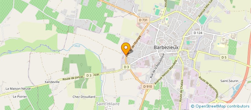 localisation de l'entreprise ATELIER DU BOIS à BARBEZIEUX-SAINT-HILAIRE