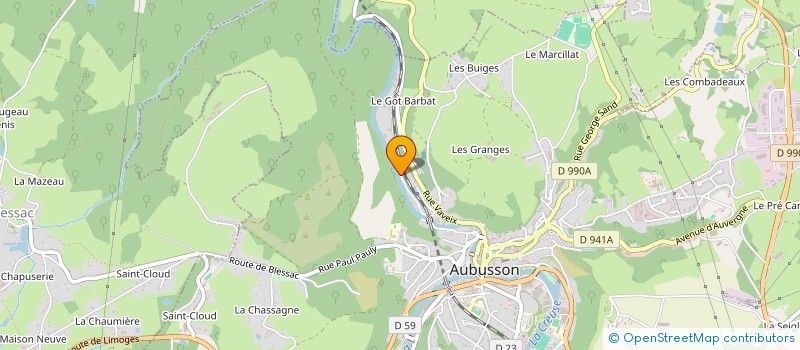 localisation de l'entreprise ATELIER DU MOULIN GRAND à AUBUSSON