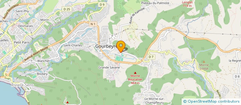 localisation de l'entreprise ATELIER-GUADELOUPE-MENUISERIE-TRAVAUX.  GOURBEYRE